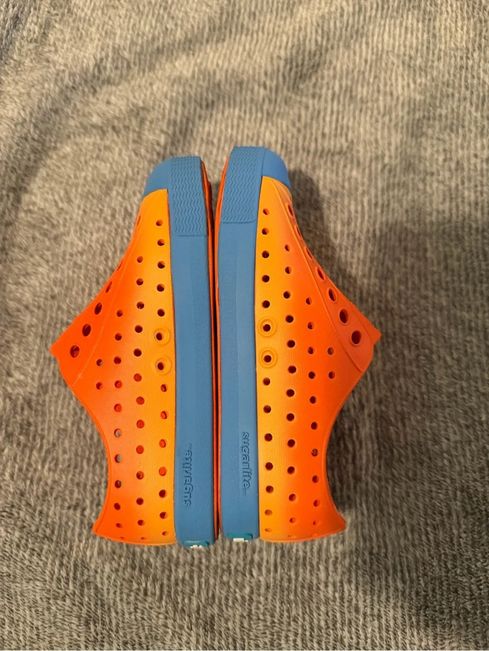 Native Kids Orange Slip-Ons with Blue Toe